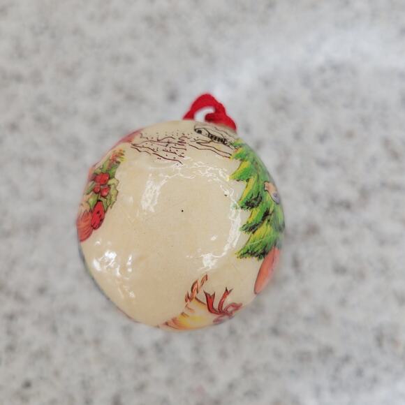 VTG Paper Maché Decoupage German Boy Goose Mini Christmas Ornament Ball Bauble - Picture 13 of 16